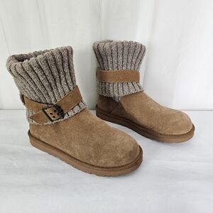UGG Australia Cambridge Suede Knit Cuff Boots Chestunt Size 9